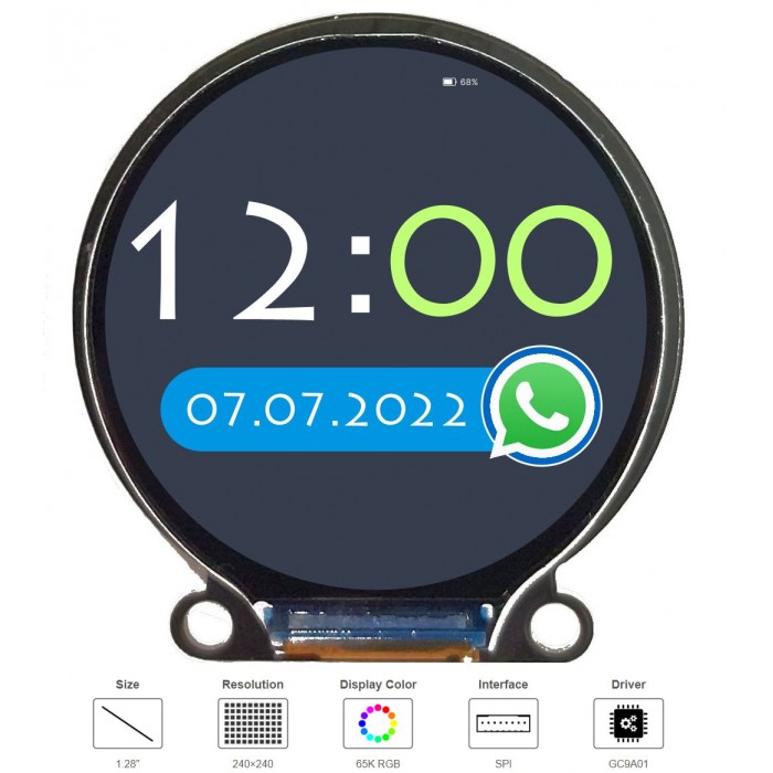 SPI 1.28inch Round LCD Display Module 240×240