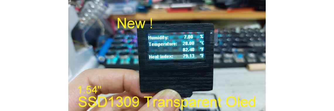 I2C 1.54" Transparent OLED 128x64